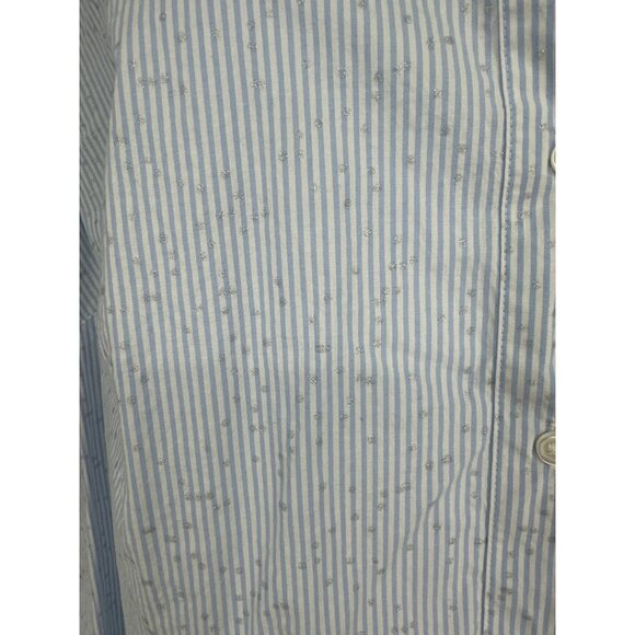 Lane Bryant Blue Pinstripe Button-Up Shirt W/ Ruffle Sleeves & Collar Size 16 - Picture 4 of 9
